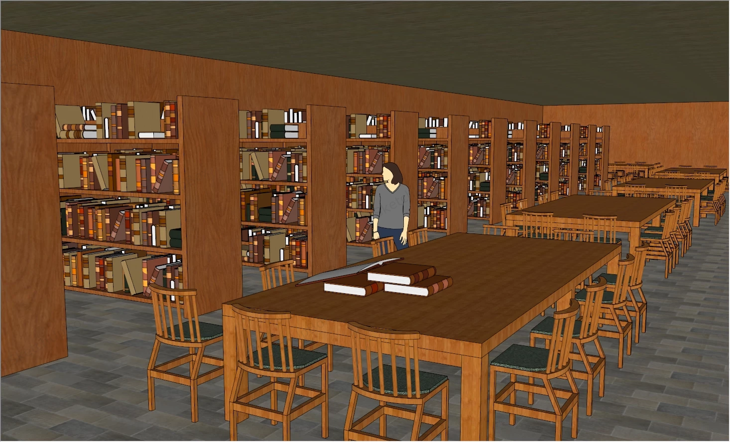 Traditional Public Library Interior Design sketchup model preview - SketchupBox