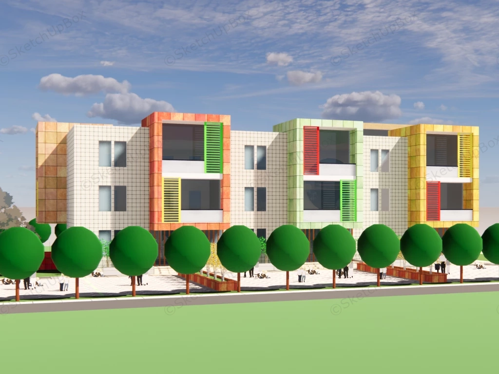 Preschool Building Exterior sketchup model preview - SketchupBox