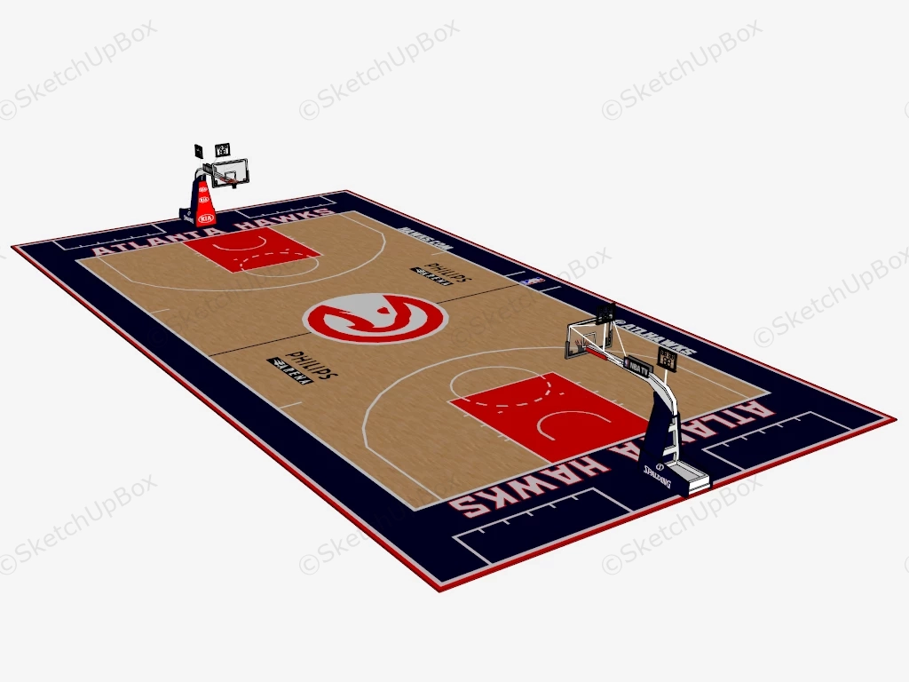 Modern Basketball Court sketchup model preview - SketchupBox