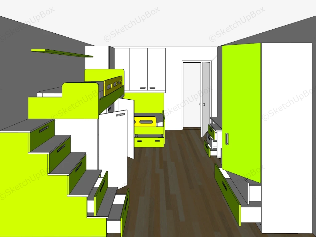 Small Dorm Room Design sketchup model preview - SketchupBox