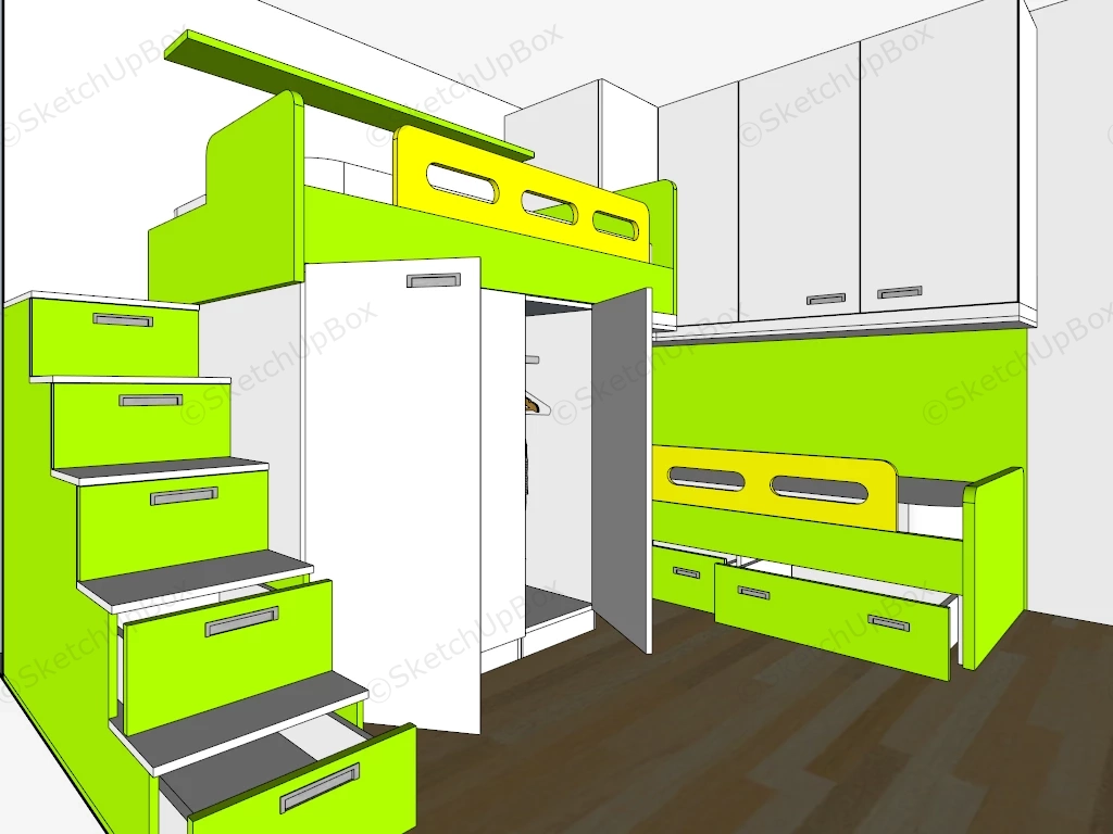 Small Dorm Room Design sketchup model preview - SketchupBox