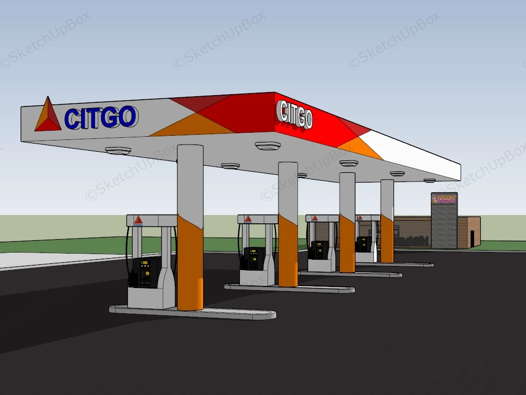 Citgo Gas Station sketchup model preview - SketchupBox