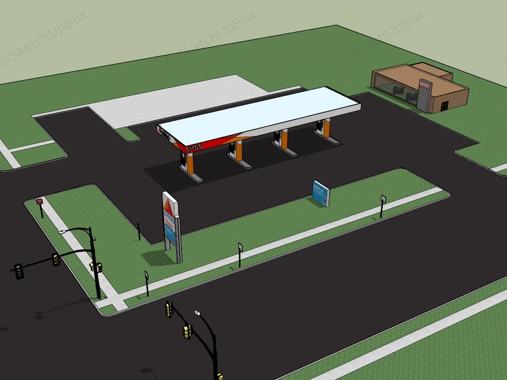 Citgo Gas Station sketchup model preview - SketchupBox