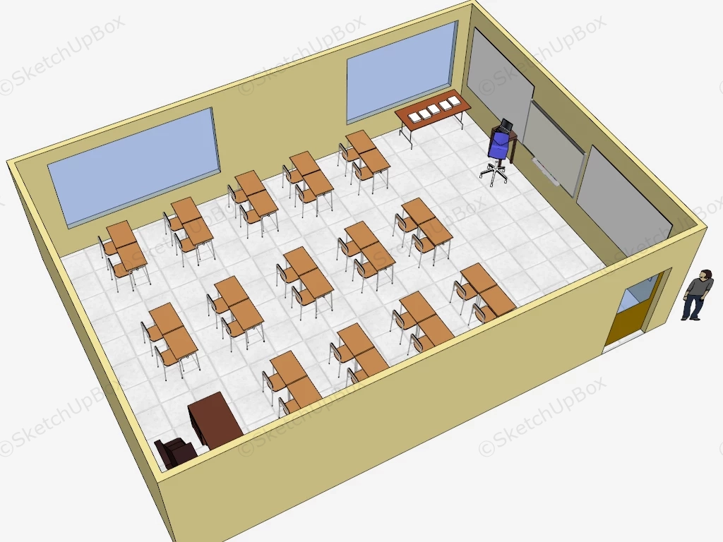 Modern School House Classroom sketchup model preview - SketchupBox