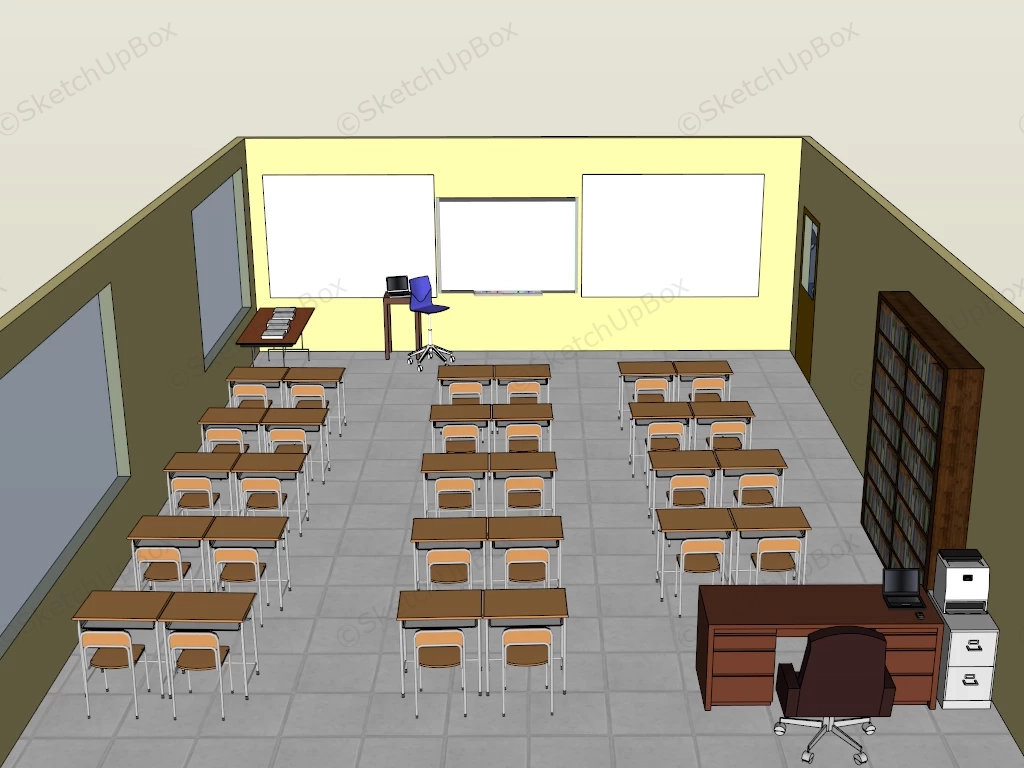 Modern School House Classroom sketchup model preview - SketchupBox