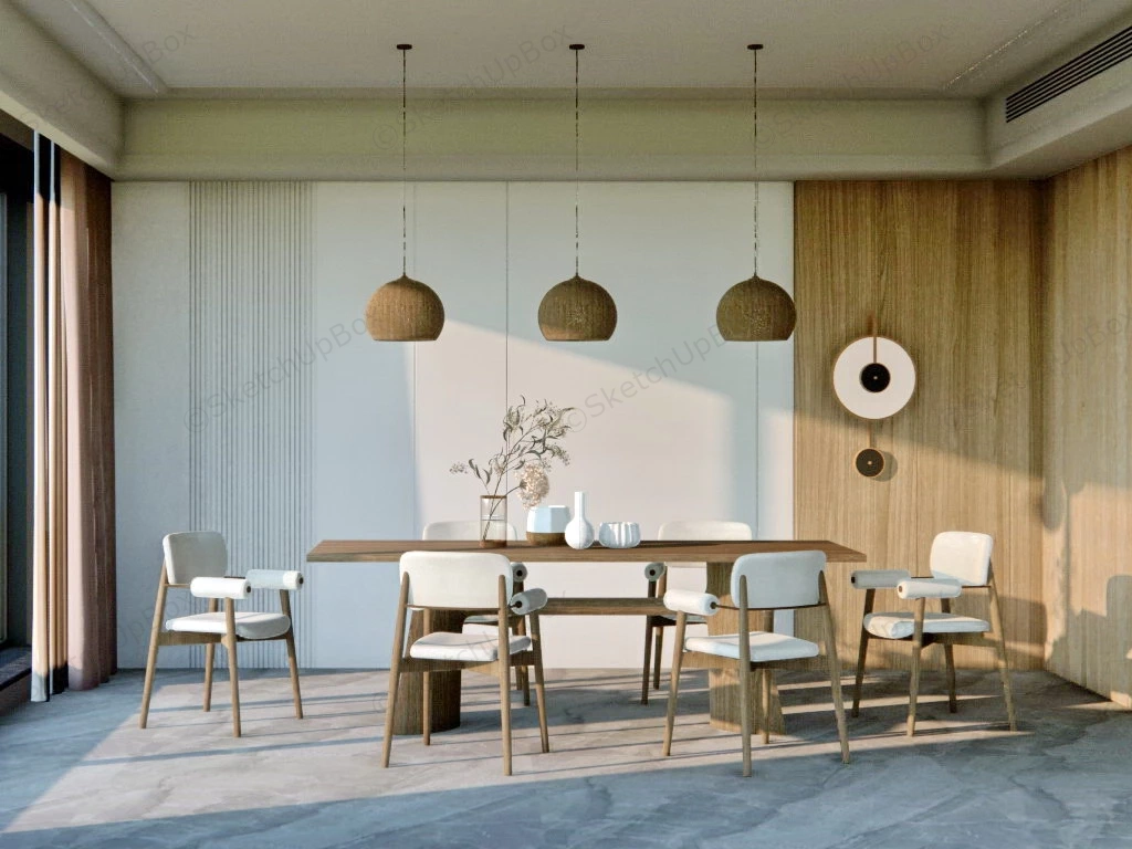 Wabi Sabi Modern Dining Room sketchup model preview - SketchupBox