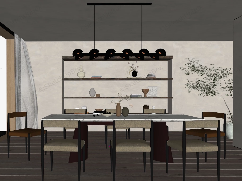 Asian Zen Dining Room Idea sketchup model preview - SketchupBox