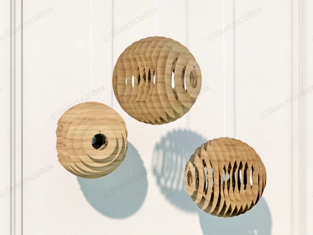 Spherical Curved Wood Pendant Light sketchup model preview - SketchupBox