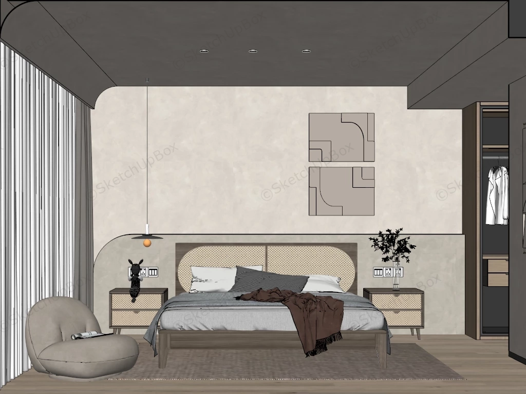 Bedroom With Walk In Closet sketchup model preview - SketchupBox