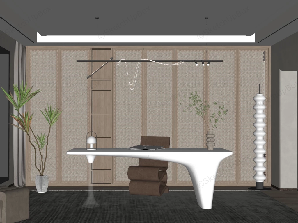 Wabi Sabi Home Office Interior Design sketchup model preview - SketchupBox