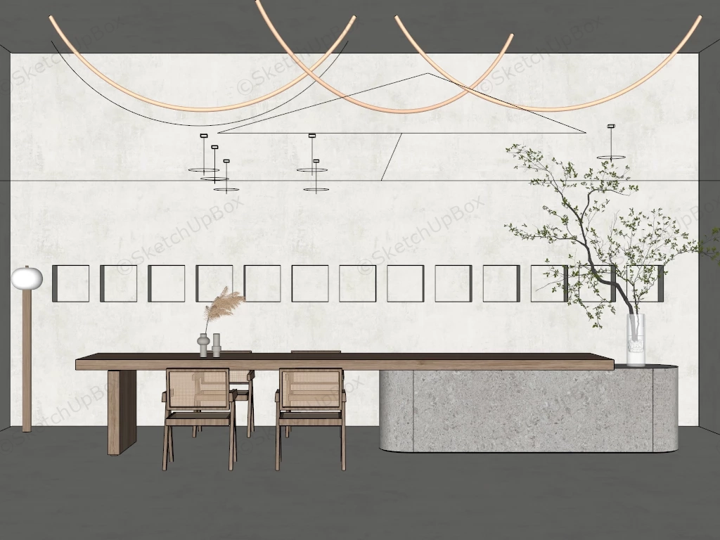 Modern Farmhouse Dining Room Idea sketchup model preview - SketchupBox