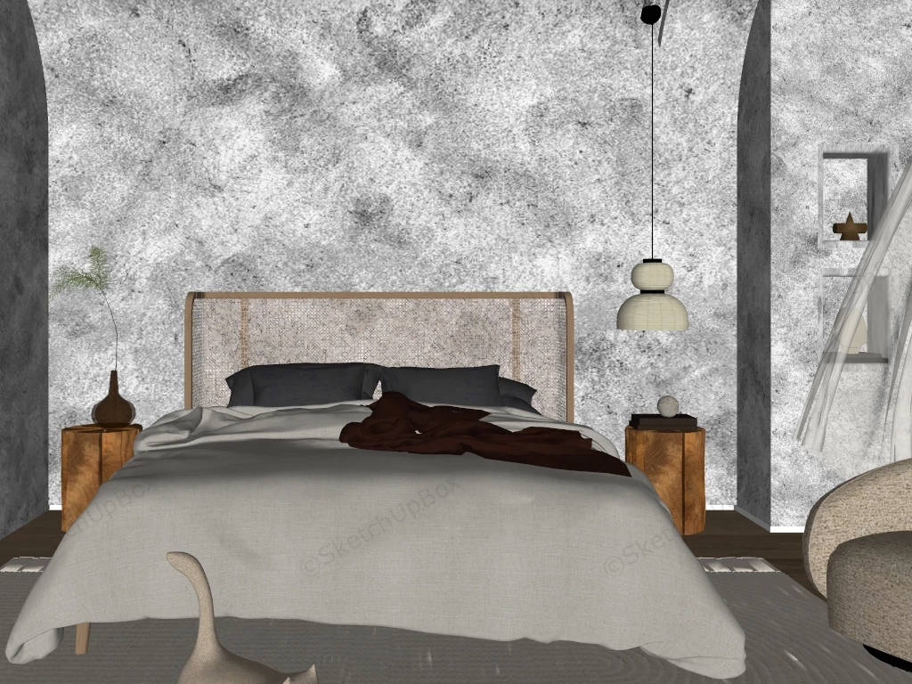 Industrial Rustic Bedroom Design sketchup model preview - SketchupBox