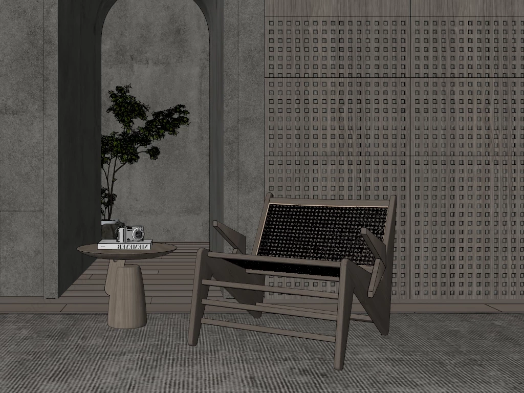 Rustic Wabi Sabi Accent Chair sketchup model preview - SketchupBox