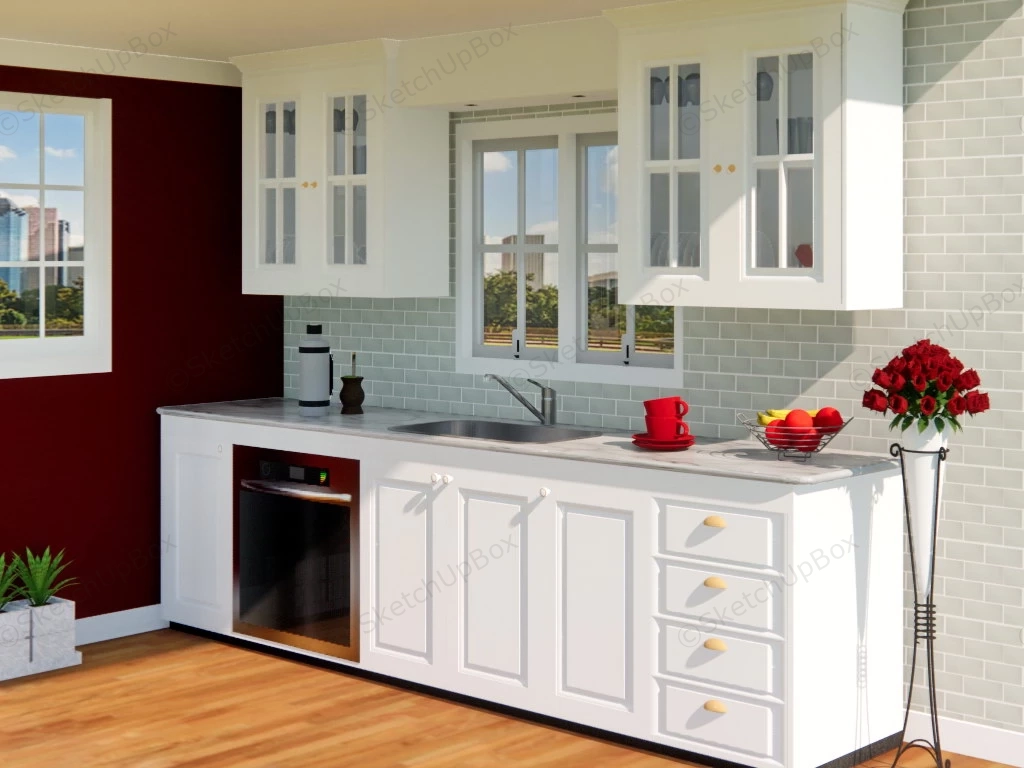 Small White Kitchen Idea sketchup model preview - SketchupBox