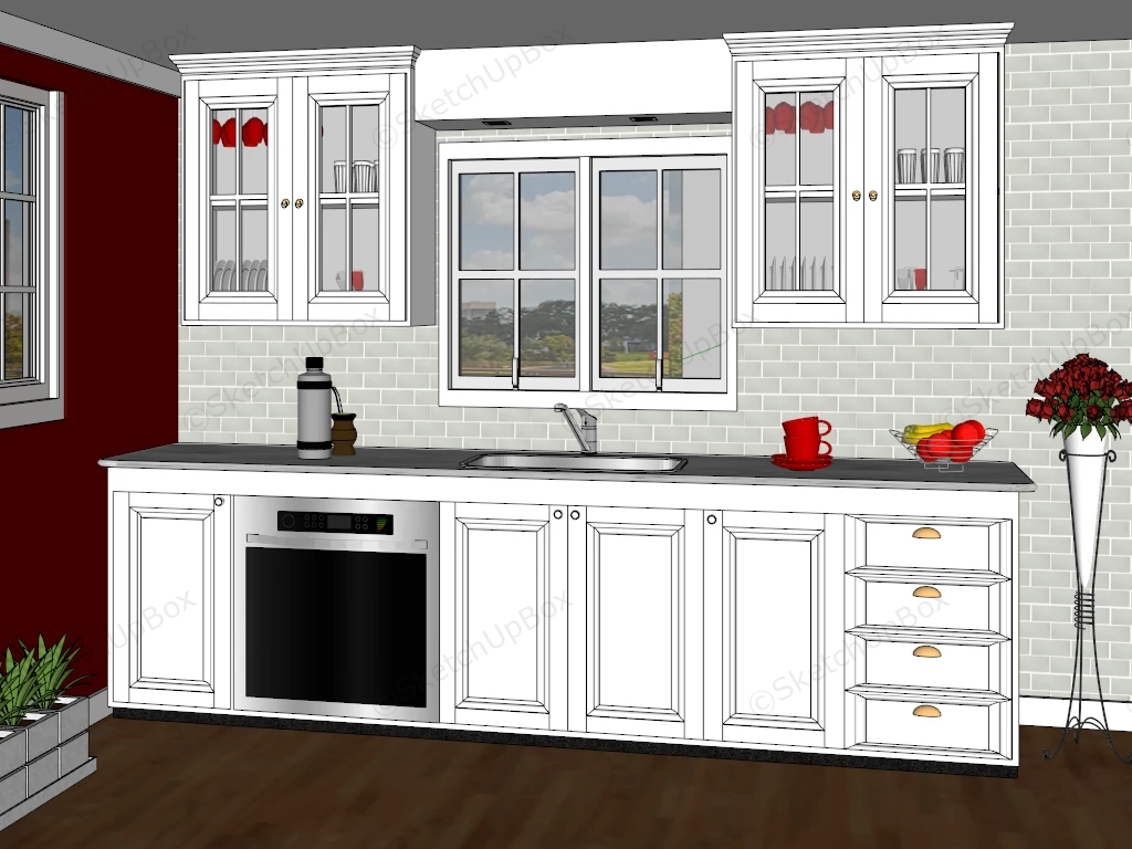 Small White Kitchen Idea sketchup model preview - SketchupBox