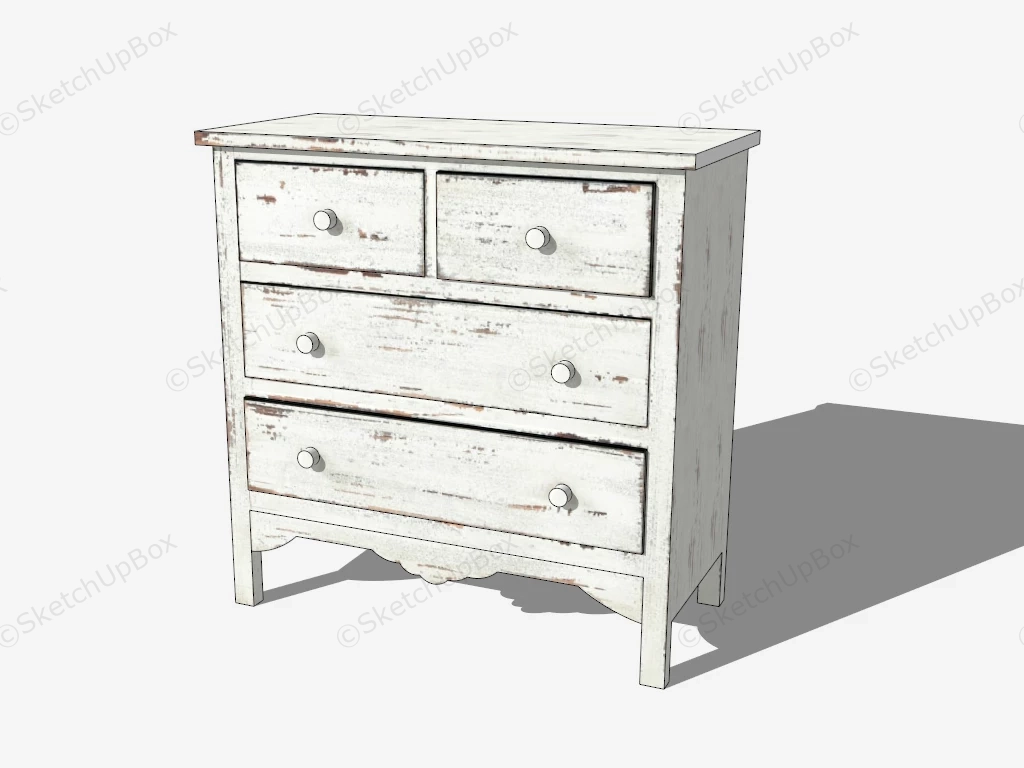 Old White Dresser sketchup model preview - SketchupBox