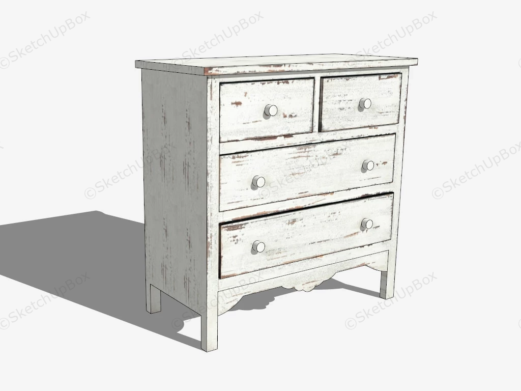 Old White Dresser sketchup model preview - SketchupBox