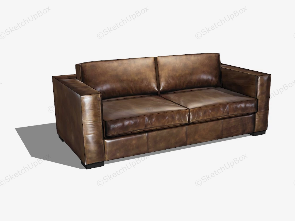 Vintage Brown Leather Loveseat sketchup model preview - SketchupBox