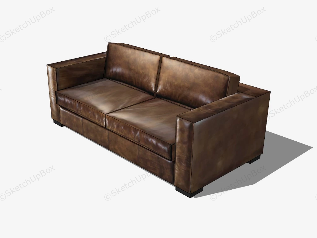 Vintage Brown Leather Loveseat sketchup model preview - SketchupBox