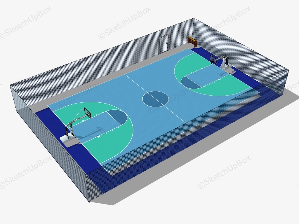 Blue Basketball Court sketchup model preview - SketchupBox