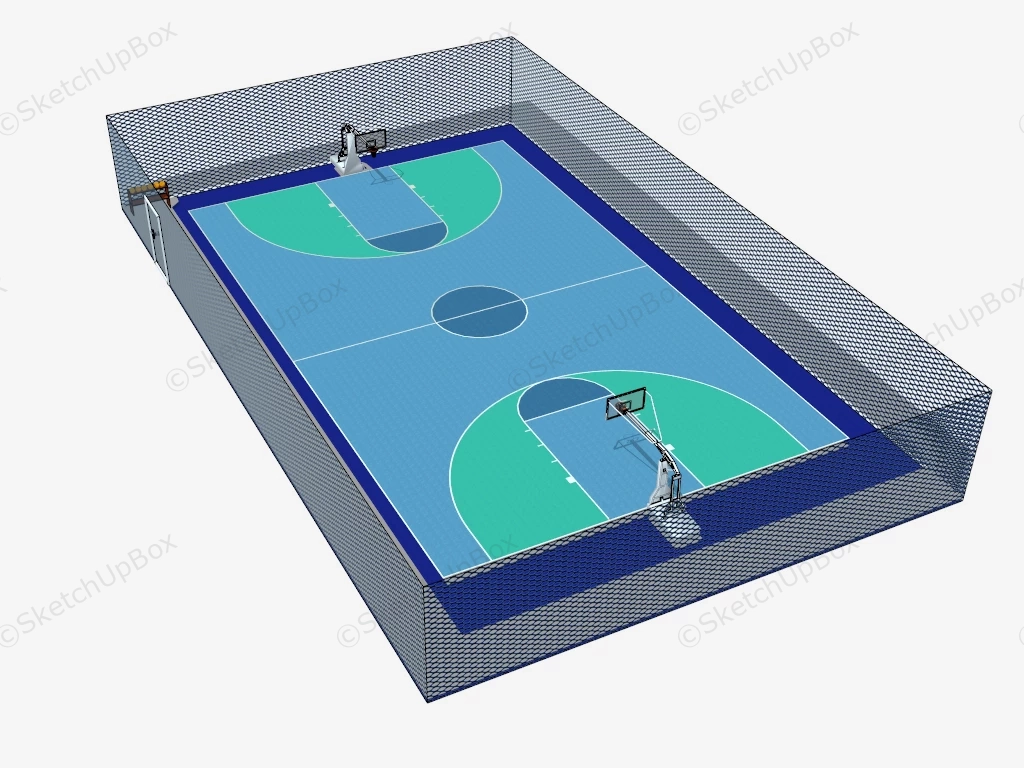 Blue Basketball Court sketchup model preview - SketchupBox