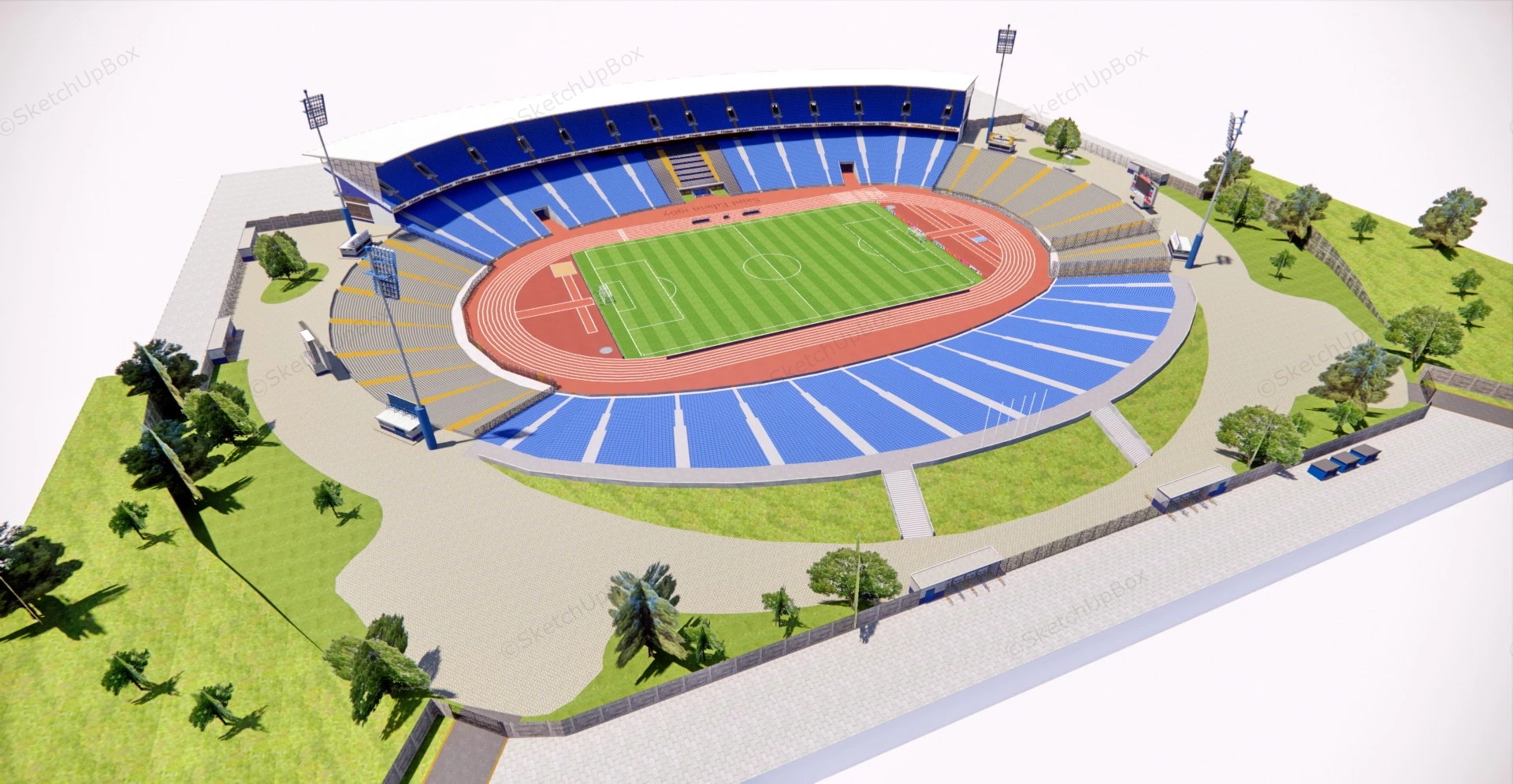 Soccer Field And Athletic Facilities sketchup model preview - SketchupBox