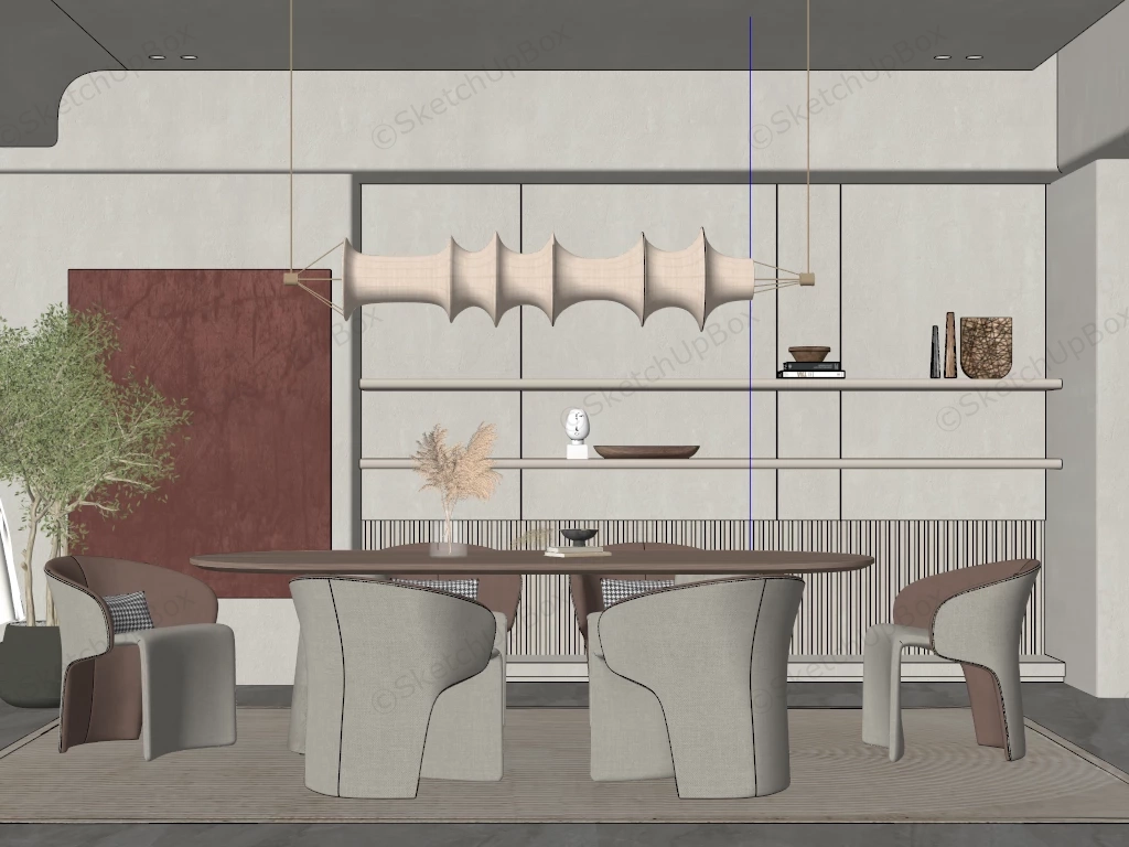 Modern Contemporary Dining Room Idea sketchup model preview - SketchupBox