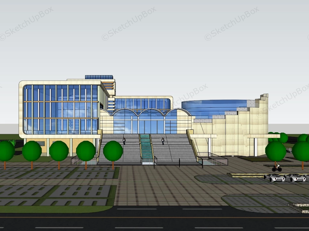 Modern Library Exterior Design sketchup model preview - SketchupBox