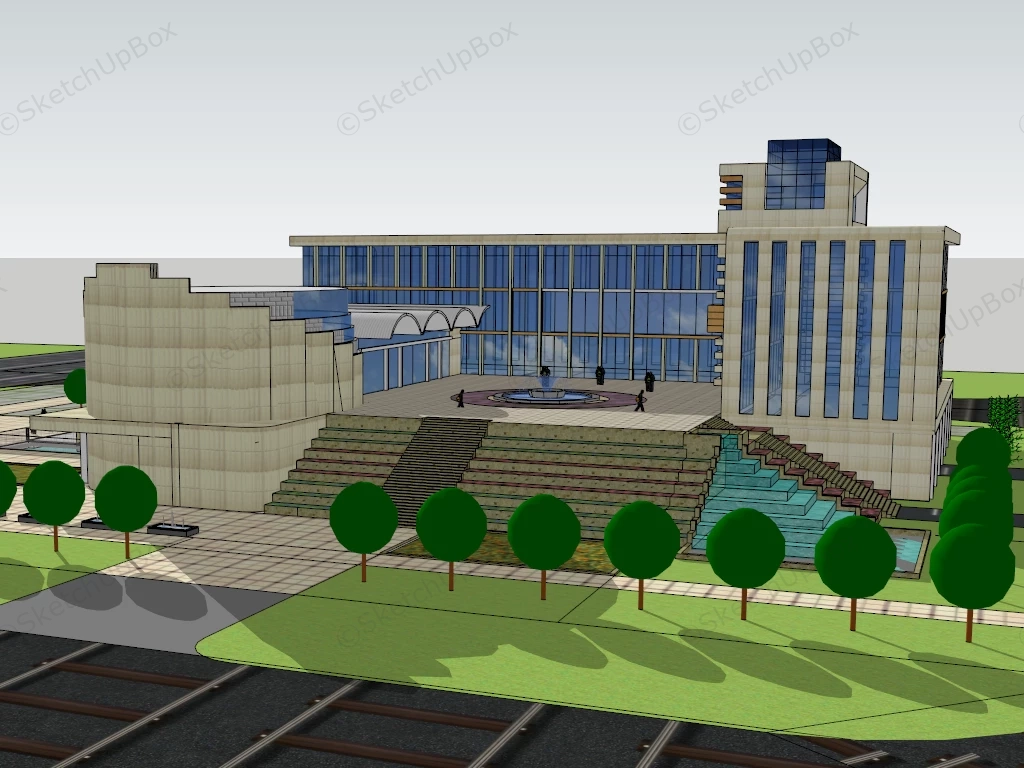 Modern Library Exterior Design sketchup model preview - SketchupBox