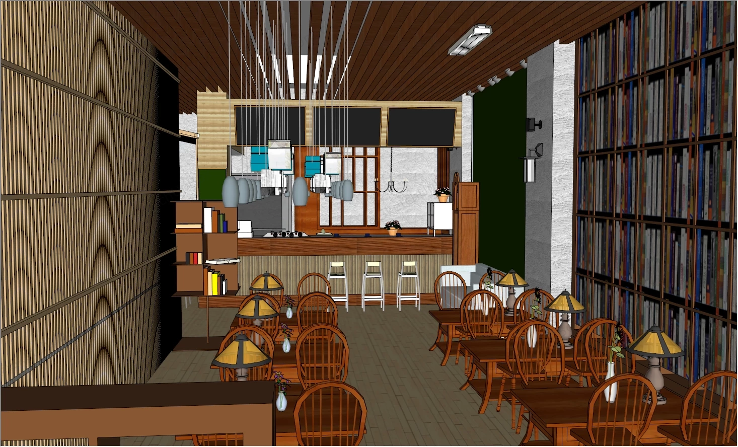 Library Coffee Bar Interior Design sketchup model preview - SketchupBox