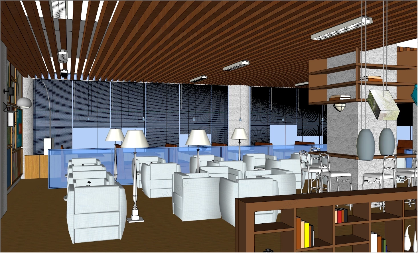 Library Coffee Bar Interior Design sketchup model preview - SketchupBox