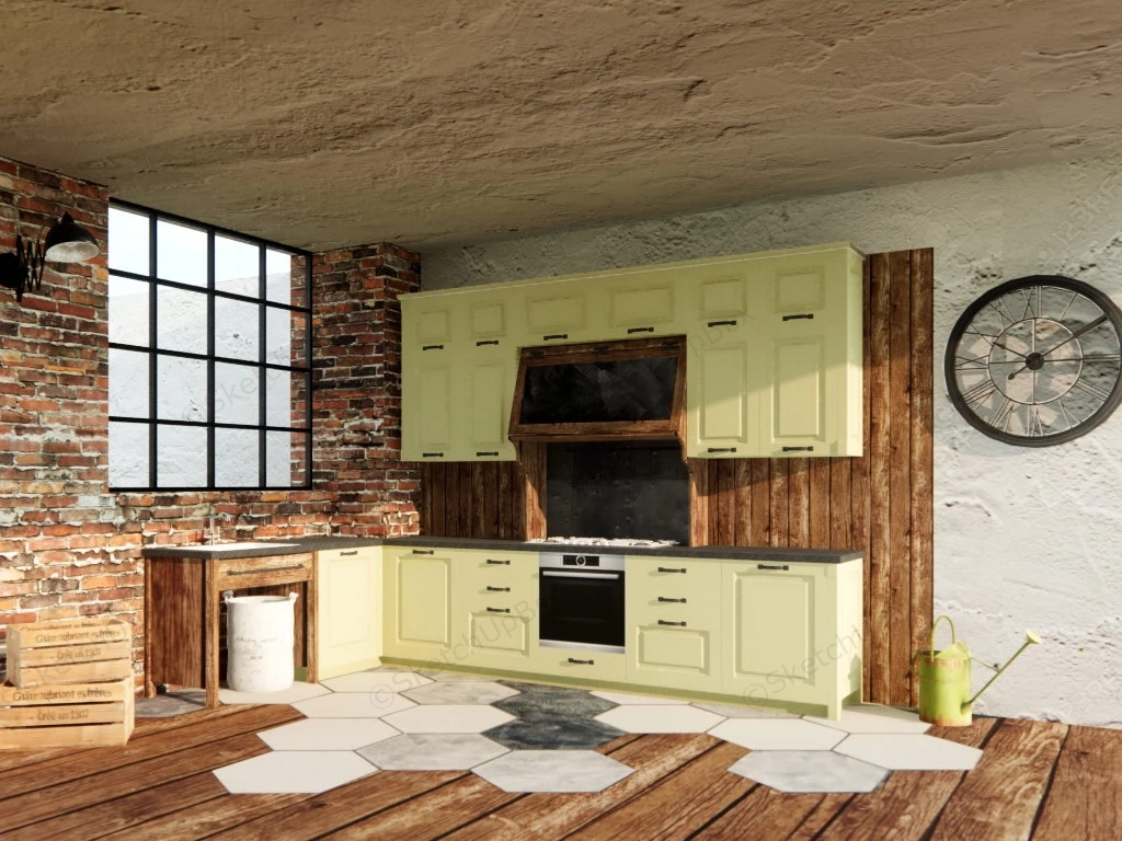 Vintage Rustic Kitchen Idea sketchup model preview - SketchupBox