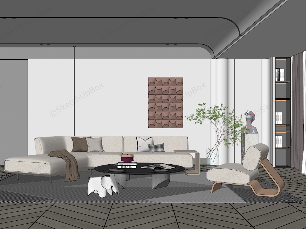 Modern Living Room Decor sketchup model preview - SketchupBox