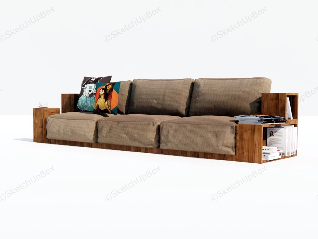 Sofa With Side Bookcase sketchup model preview - SketchupBox