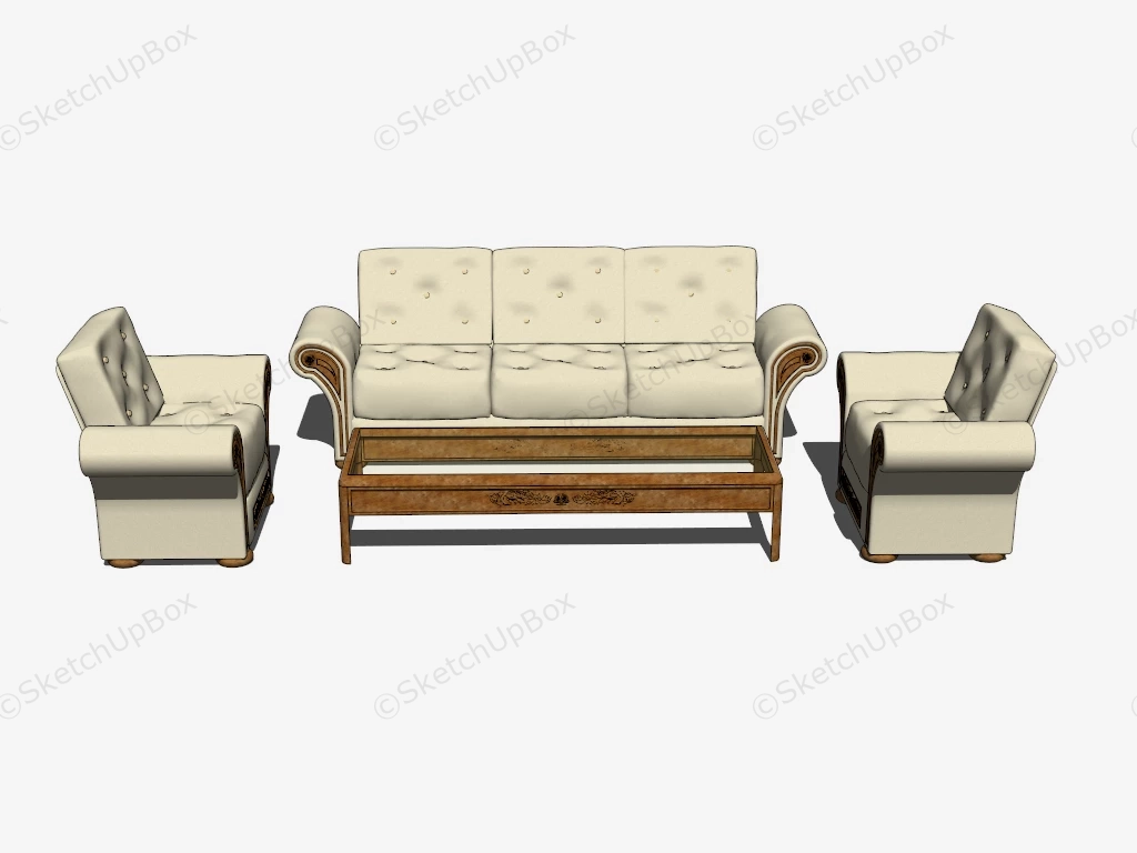 Classic Living Room Sofa Set sketchup model preview - SketchupBox