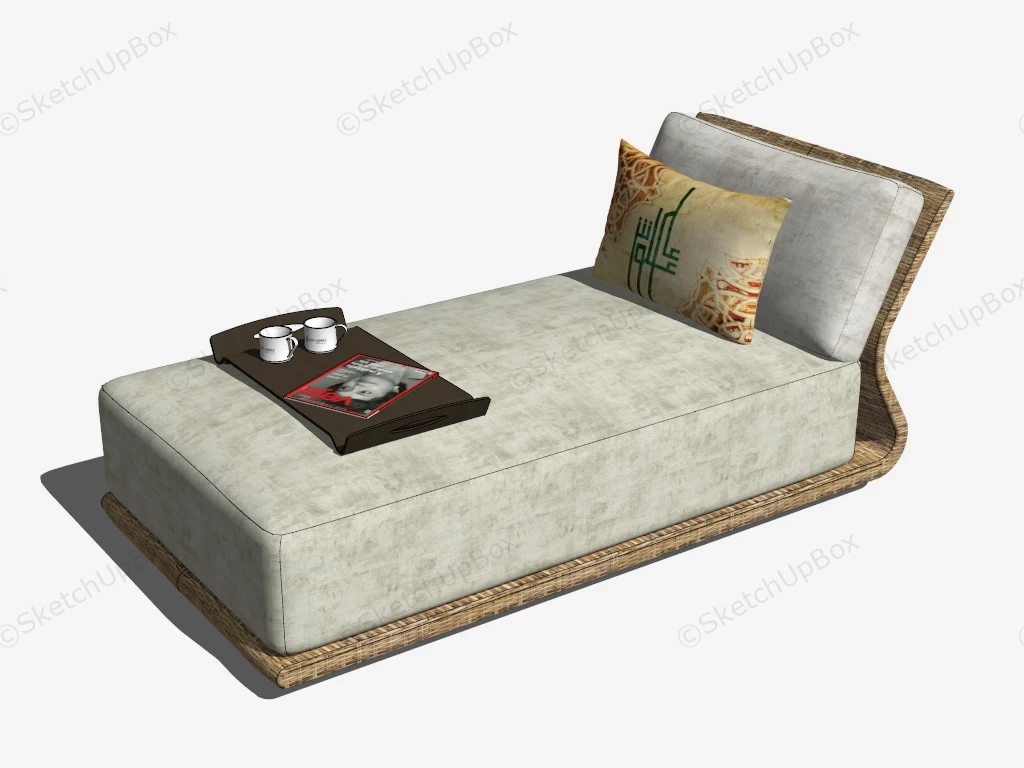 Rattan Chaise Longue SketchUp 3D Model .skp File Download - SketchupBox