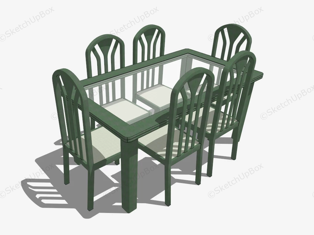 Glass Dining Table Set sketchup model preview - SketchupBox