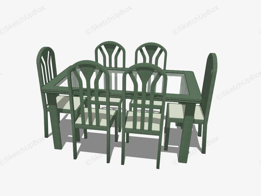 Glass Dining Table Set sketchup model preview - SketchupBox