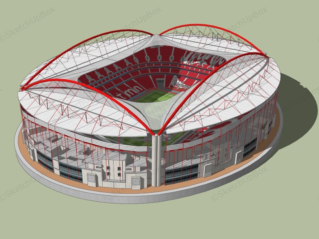 Red Soccer Stadium sketchup model preview - SketchupBox