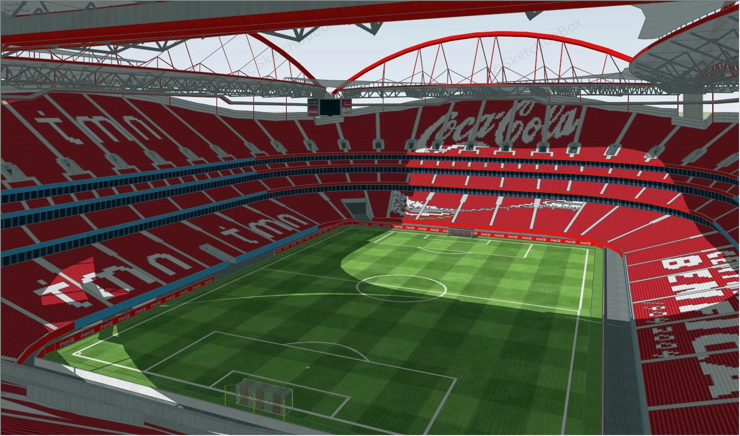 Red Soccer Stadium sketchup model preview - SketchupBox