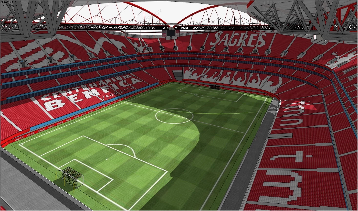 Red Soccer Stadium sketchup model preview - SketchupBox