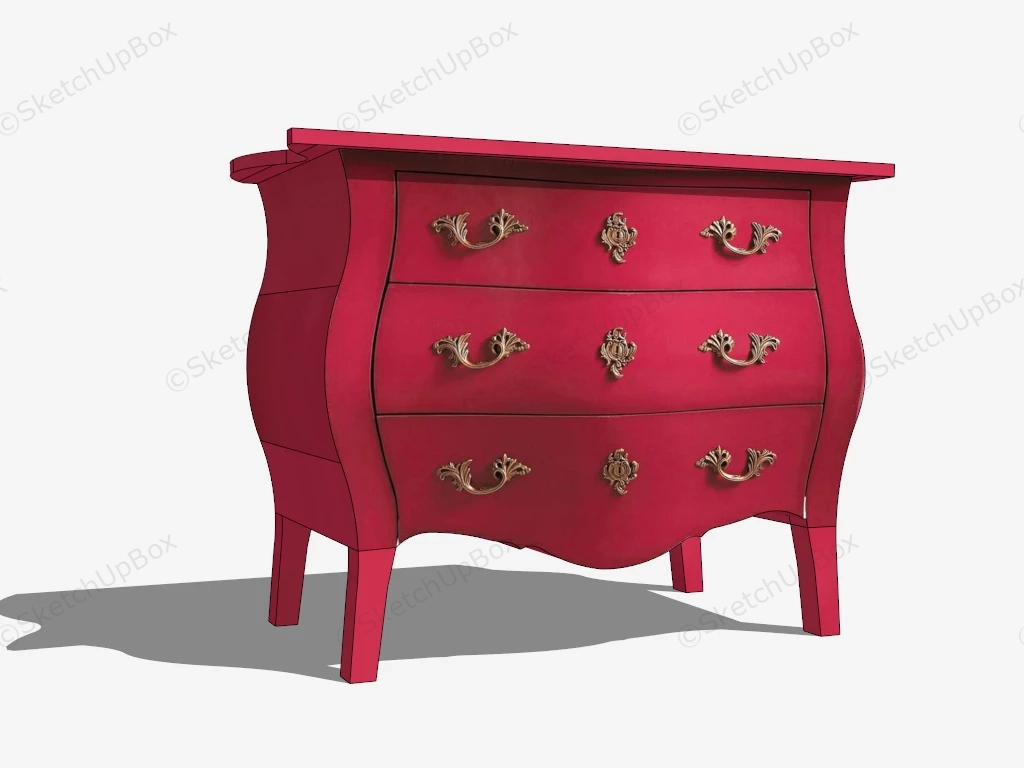 Antique Red Dresser sketchup model preview - SketchupBox