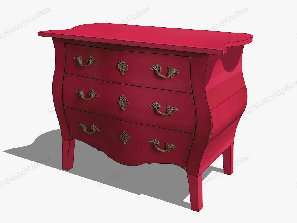 Antique Red Dresser sketchup model preview - SketchupBox