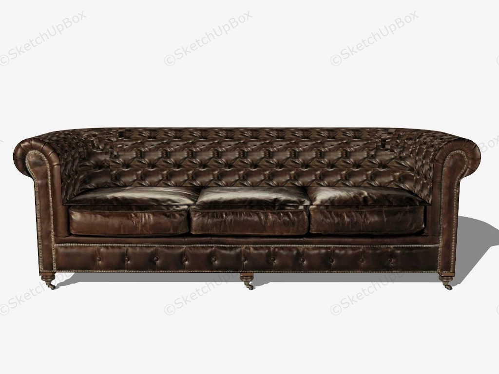 Antique Tufted Leather Sofa sketchup model preview - SketchupBox