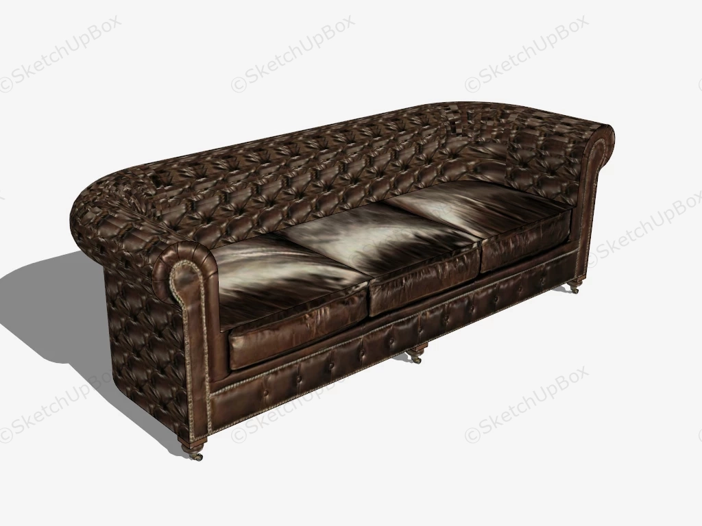 Antique Tufted Leather Sofa sketchup model preview - SketchupBox