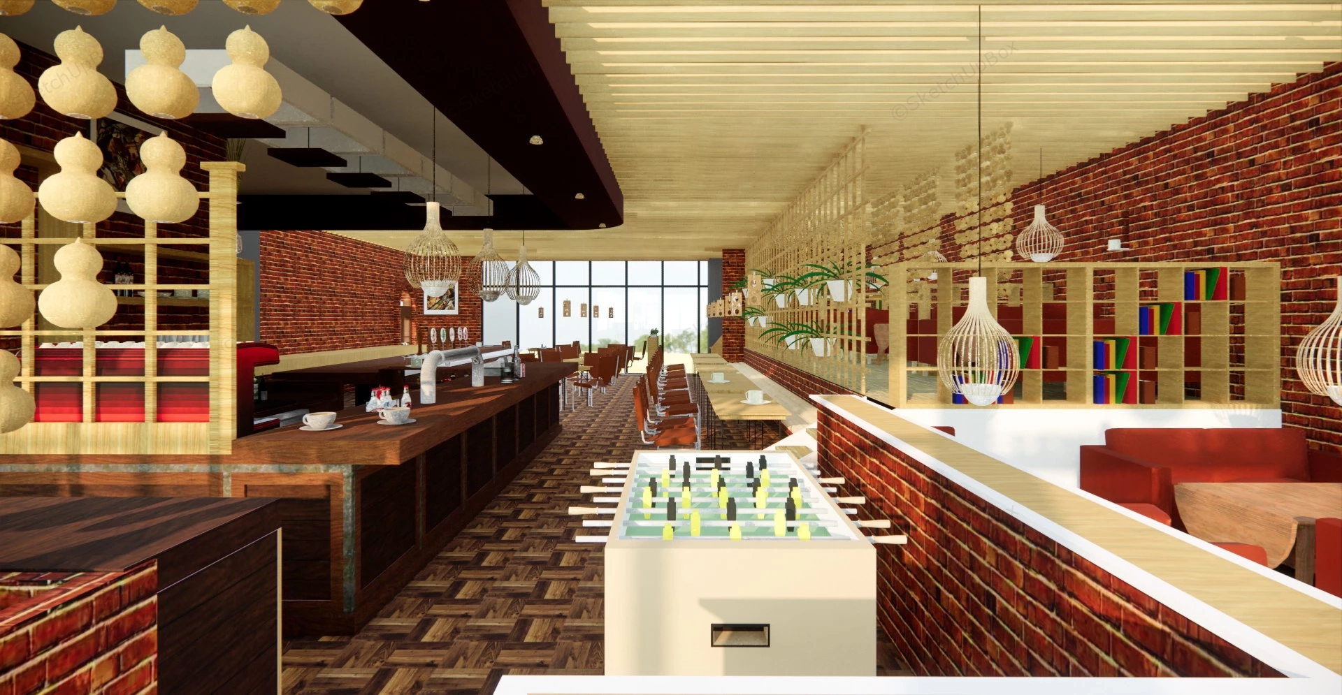 Vintage Restaurant Interior Design sketchup model preview - SketchupBox