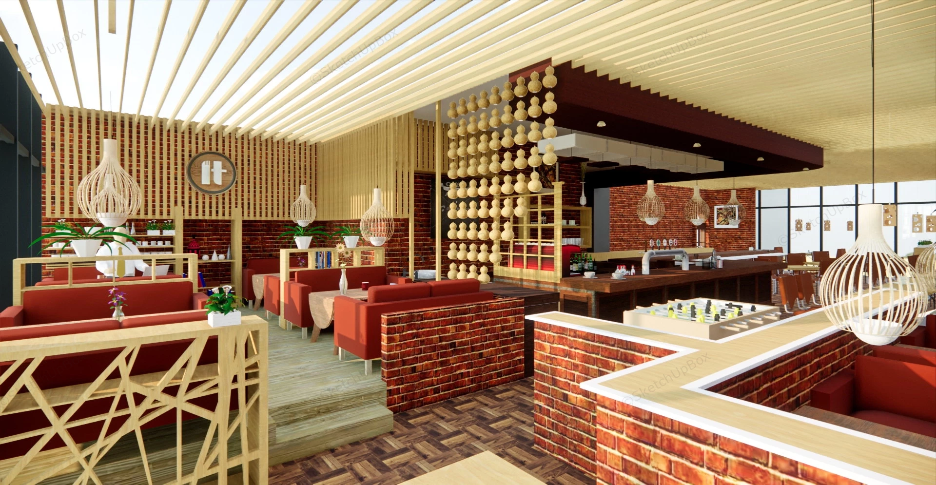 Vintage Restaurant Interior Design sketchup model preview - SketchupBox