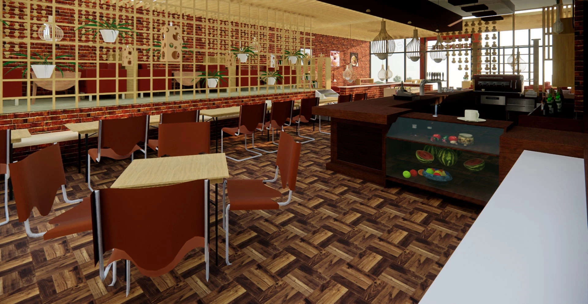 Vintage Restaurant Interior Design sketchup model preview - SketchupBox