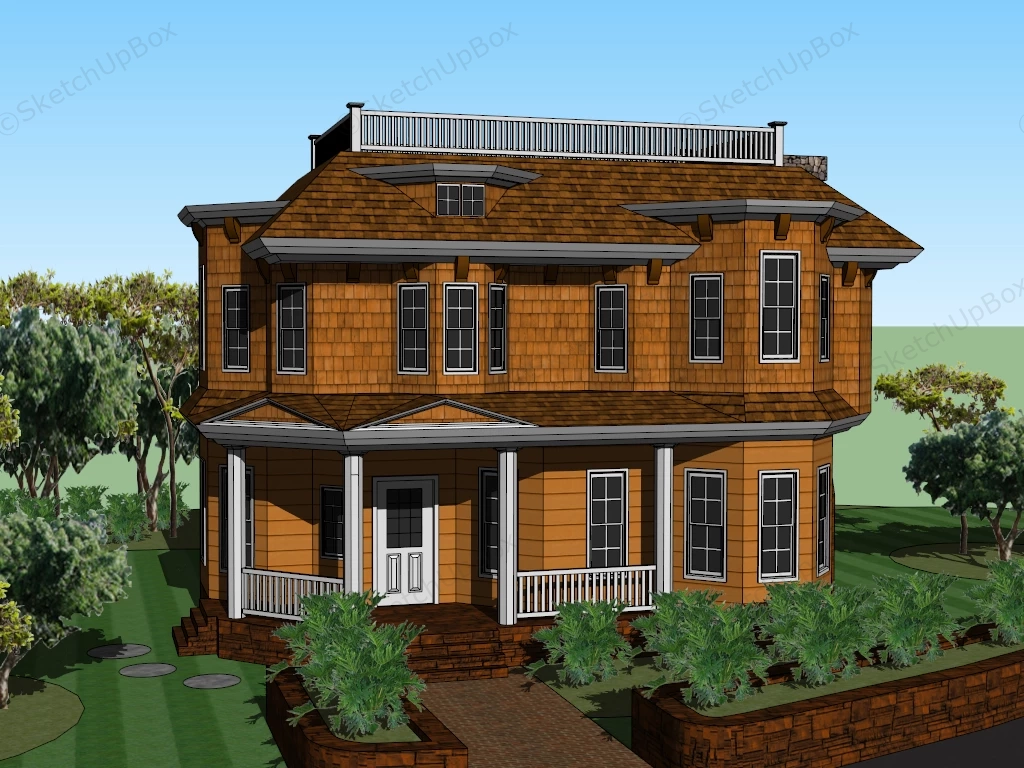 Traditional House Exterior Idea sketchup model preview - SketchupBox