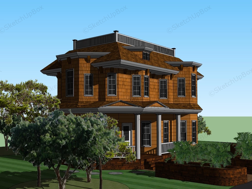 Traditional House Exterior Idea sketchup model preview - SketchupBox